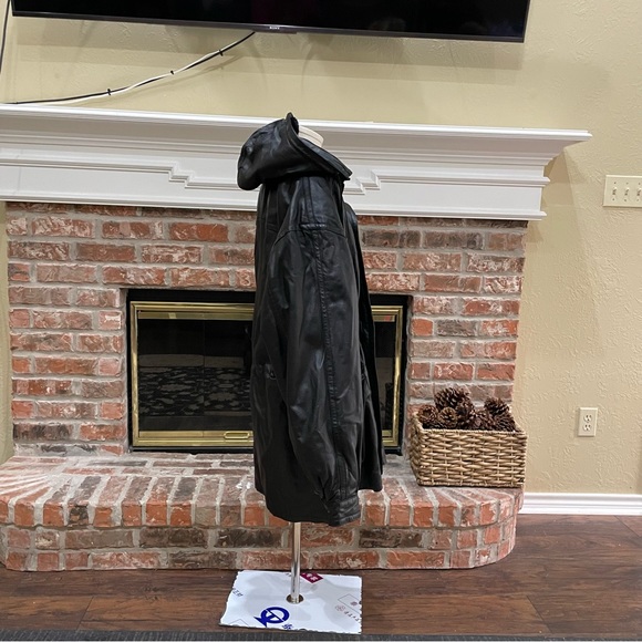 NWOT Wilda 100% leather plus size above-the-knee coat w/faux fur lining / 1X - Picture 14 of 17